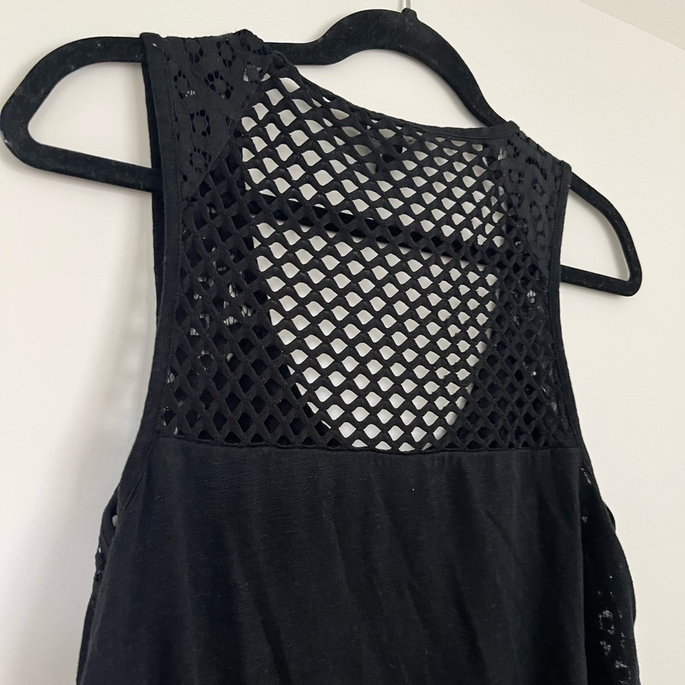 Banana Republic mesh detail tank top, Medium, Black